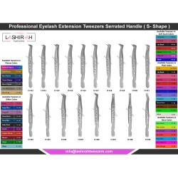 Professional Eyelash Extension Tweezers Serrated Handle (S Shape) Professional Eyelash Extension Tweezers Serrated Handle (S Shape)
