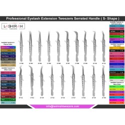 Professional Eyelash Extension Tweezers Serrated Handle (S Shape) Professional Eyelash Extension Tweezers Serrated Handle (S Shape)