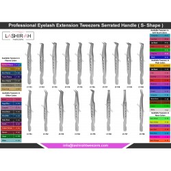 Professional Eyelash Extension Tweezers Serrated Handle (S Shape) Professional Eyelash Extension Tweezers Serrated Handle (S Shape)